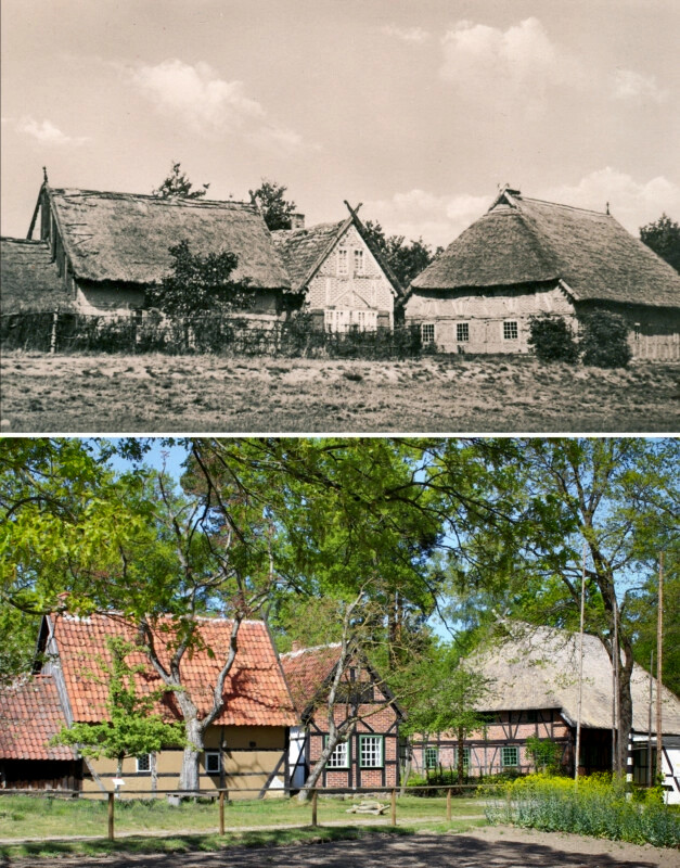 Backhaus, Speicher und Hallenhaus 1932 und heute