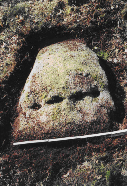 Stein mit Keillöchern für Holzkeile bei Bonese, Foto: L. Mittag